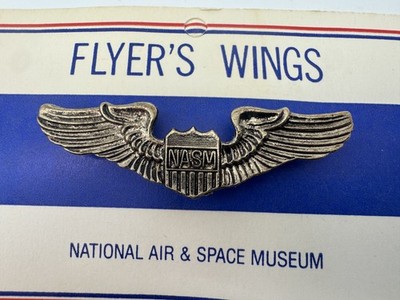 NASM National Air & Space Museum Flyer's Wings Pin Badge Smithsonian Institution