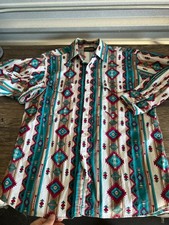 Panhandle Slim 36S2555 Western Shirt Men's Large Southwestern Print Cotton Snap
