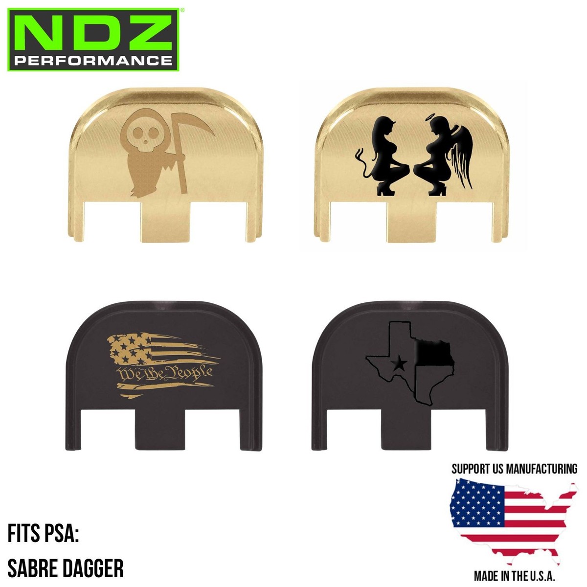 NDZ PSA Sabre Dagger Slide Back Plate Brass Cerakote G17 G19 Gen 5