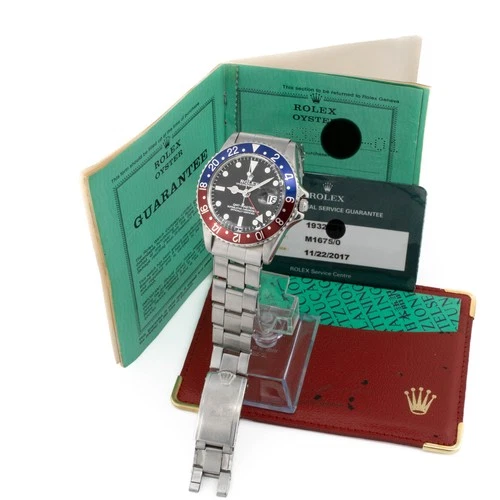 Men's Rolex OP GMT-Master Pepsi Watch 1675 w/Papers Black Dial 40mm #W192736-3