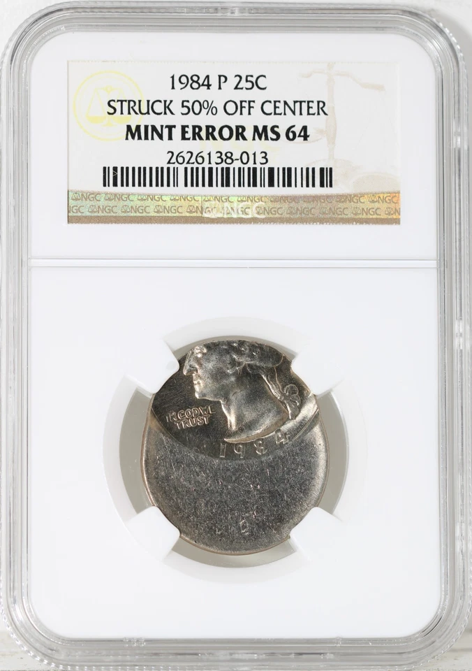 1984-P 25C Washington Quarter Dollar NGC MS 64 Struck 50% Off Center - Image 3 of 4