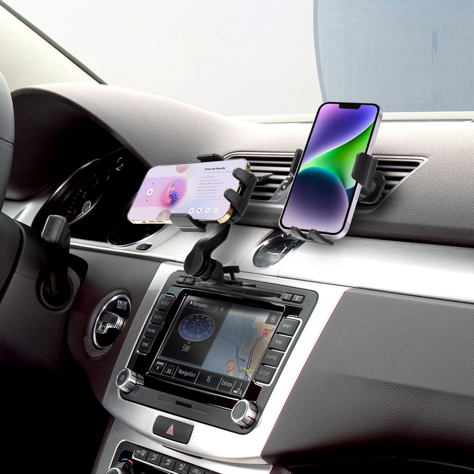3-in-1 Car CD Slot Phone Mount Holder Adjustable 360&deg; for 4-7" iPhone 17 Samsung
