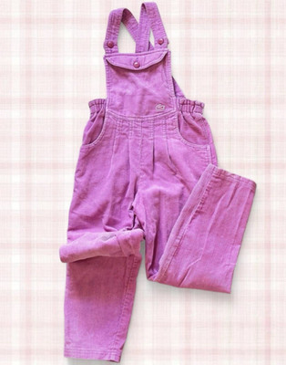 80s Izod Lacoste Girls 6X Pink Corduroy Overall One-Piece Adjustable Pockets
