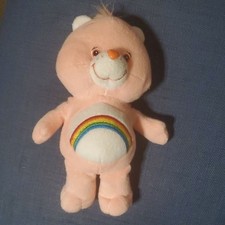 Carebears Y2k Pink Plush Bear Toy with Rainbow Design On Belly Care bears 2002
