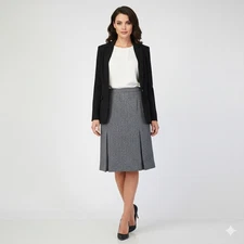 Maggie Barnes Skirt Womens 20W Gray Herringbone Pleated Classic Office Secretary