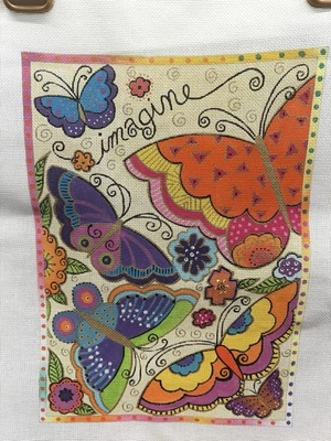Needlepoint handbemalte Leinwand Laurel Burch Regenbogen Schmetterlinge Danji Designs - Bild 1 von 4