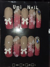 Press On Nails Handmade Medium Pink Curve Nai...
