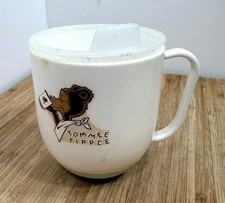 Vintage Tommee Tippee 1960's Sippy Cup White Blue Weighted Bottom