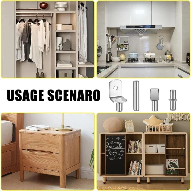 Kit de 120 clavijas de estante, pasadores de estante mejorados 4 estilos estante de níquel de 5 mm y 6 mm nuevo Foto 4 de 4