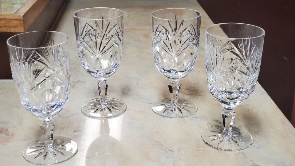 Gorham Rosewood Older Iced Tea Glasses 6 5/8" Fanned Cuts Exc Set 4 - Image 4 of 4