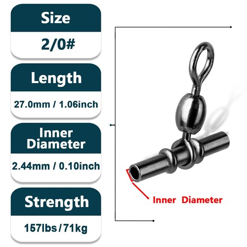 3-Way Fishing Swivels 15~60Pcs Fishing Barrel Swivels T-Shape Cross Line Swivels - Picture 13 of 16