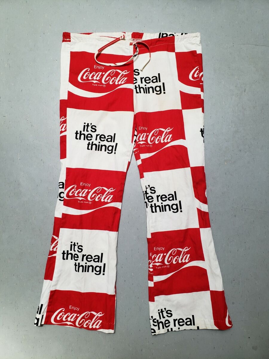 70s coca cola コカコーラ パンツ vintage NOS Vtg Coca Cola Pants 70s Bold Graphic All Over Print Bell