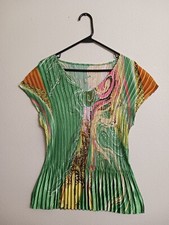 FC 34" Bust Womens Crinkle Green Multicolor Long Blouse Dress