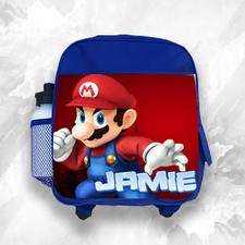 Personalised Kids Backpack Any Name Mario Boys Childrens School Bag 2
