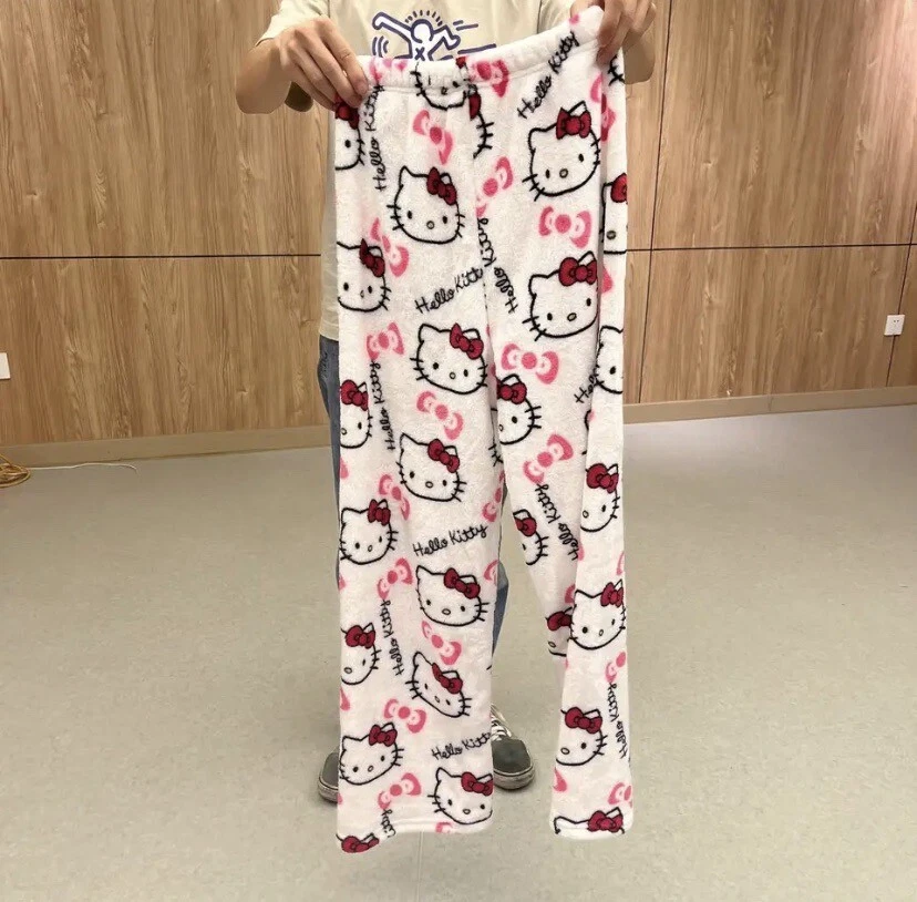 Sanrio Hello Kitty PJ Pajamas Soft Warm Fuzzy Cute Sleepwear Pants Lounge