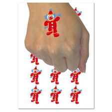 Waving Clown Circus Carnival Temporary Tattoo Water Resistant Fake Body Art Set