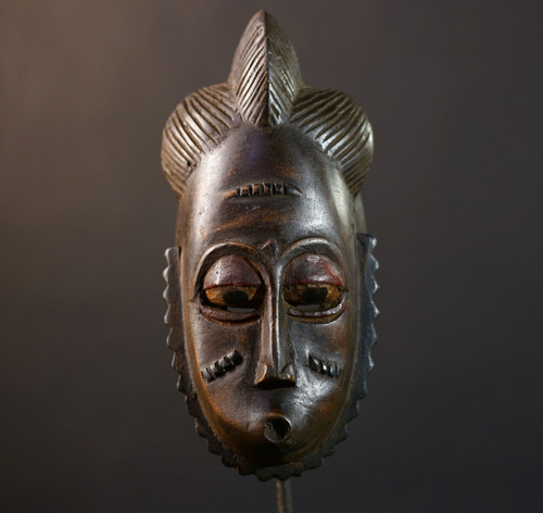 African Baule Mask Hand Carved Tribal Wood Wall Decor Art -G5215