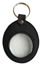  Universal AA Medallion or Coin Holder Keychain Black Soft Silicone 