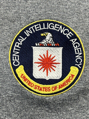 FREE SHIP CENTRAL INTELLIGENCE AGENCY CIA SPY Embroidered Polo Gray Shirt SMALL
