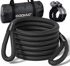 GODIAG 1"×30ft Kinetic Recovery Tow Rope Heavy Duty Energy Rope with 2 Shackles