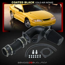 For 1994-1995 Mustang 5.0L V8 Black Cold Air Intake System + Filter Heat Shield