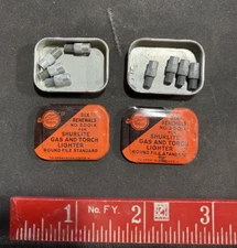 Vintage Shurlite Gas and Torch Lighter Six Renewals 2 Metal Tins 8 Flints 2501X