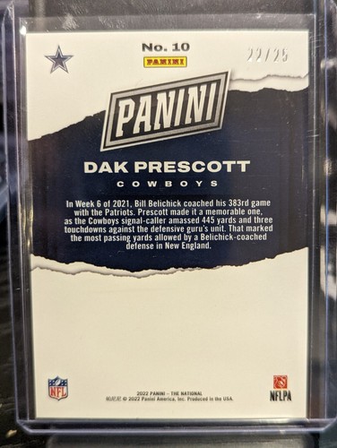 2022 Panini The Nationals Silver Pack #10 Dak Prescott /25 🚨SSP🚨 RARE NM-M - Picture 2 of 3