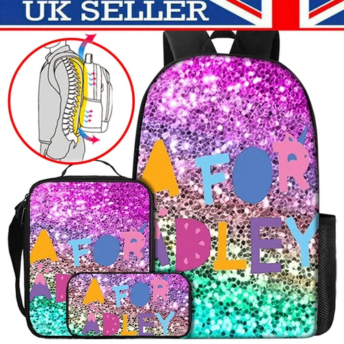 A FOR ADLEY BACKPACK SET SCHOOLBAG KNAPSACK SHOULDER BAG PENCIL CASE XMAS GIFTSA