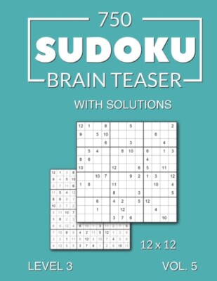 Media - 750 Sudoku Brain Teaser 12x12 with solutions  Level 3 medium - X555z