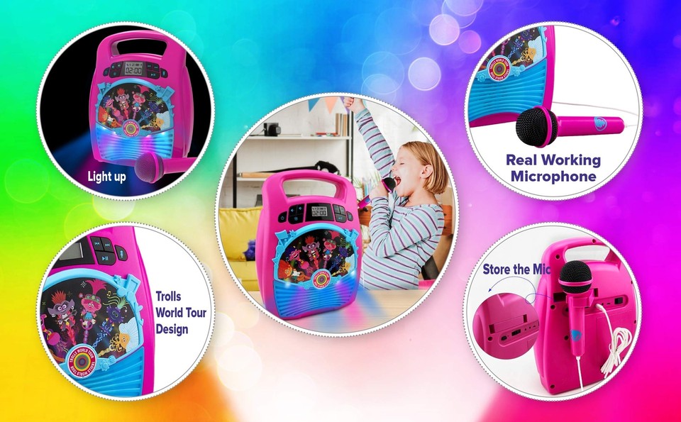 eKids JoJo Siwa Bluetooth Karaoke Machine, Portable Bluetooth Party