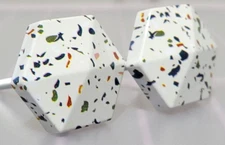 Terrazzo Multicolor Print Decorative 2 Point Hexagon Knob Set 1.25" Edge to Edge