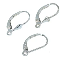 925 Sterling Silver FleurDeLis Teardrop Leverback Earring Hook Findings 2pcs