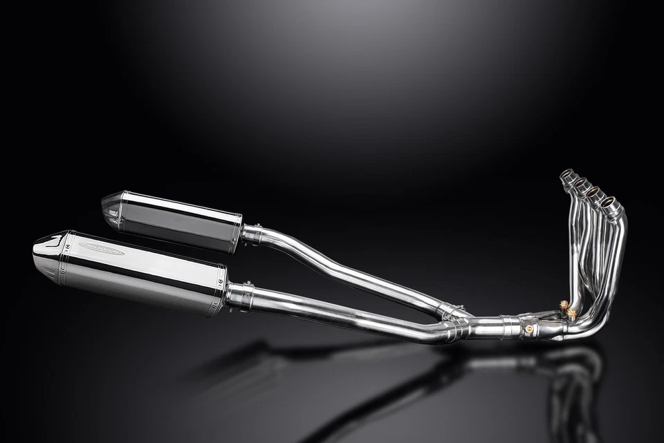 Silenciadores de acero inoxidable triovalados Kawasaki Concours 14 2008-2021 escape completo 4-2 13" Foto 2 de 4