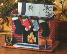FIREPLACE CARD HOLDER CHRISTMAS PLASTIC CANVAS PATTERN INSTRUCTIONS