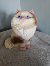 Statua gatto persiano seduto occhio blu