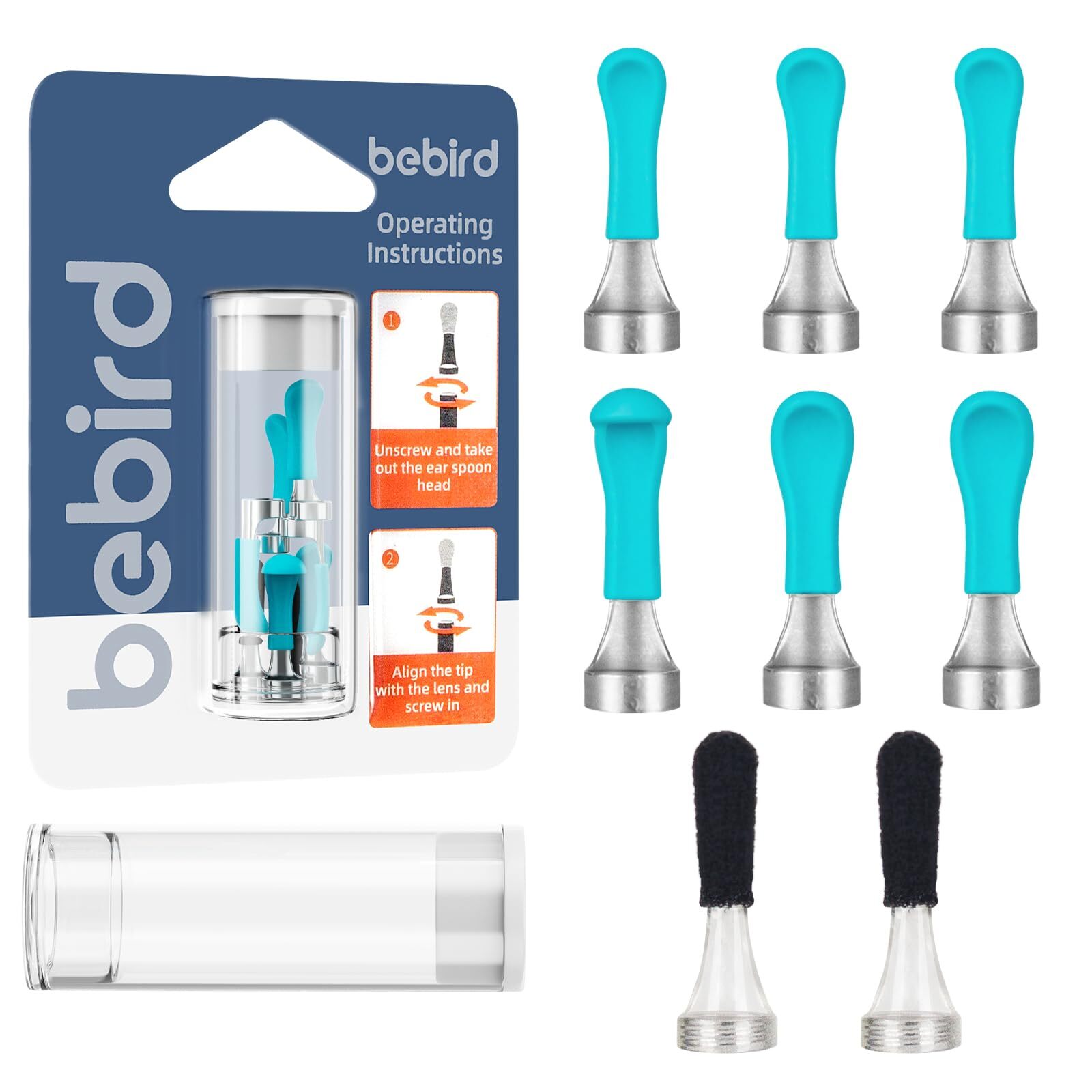 Removal Tool Tips, 8 Pieces Silicone Ear Spoon for Ear Cleaner, Tips Set