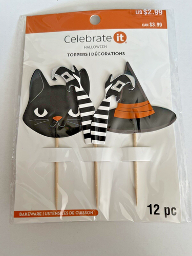 Lot of 48 Halloween Cupcake Cake Appetizer Picks, Recollections 2021 Witch Cat - Picture 3 of 5