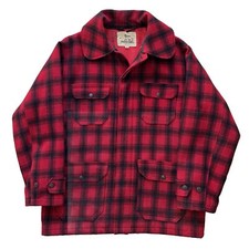 Vintage Woolrich Buffalo Plaid Chore Jacket 42 Red Black 80s Wool Mackinaw