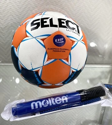 Select Ultimate Handball EHF Spielball Größe 3 Ball + Pumpe Orange/Weiß/Blau NEU