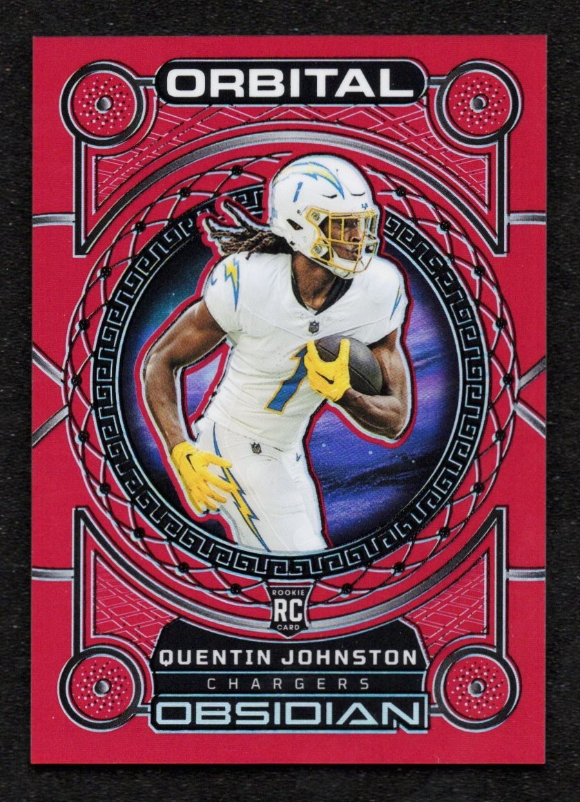 2023 Obsidian Orbital Asia Red Flood Electric Etch Quentin Johnston Rookie RC
