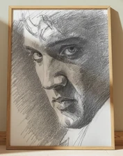 ELVIS PRESLEY DRAWING PRINT PORTRAIT SKETCH 8" x 10" ELVIS PRESLEY WALL ART