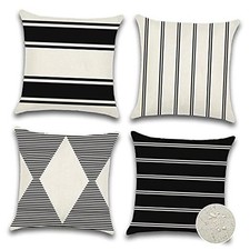 Pack of 4 Outdoor Throw Pillow Covers 18x18 Inch 18" x 18" Pack of 4 Black