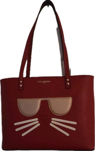 Karl Lagerfeld Paris Red Cat Face Tote Handbag