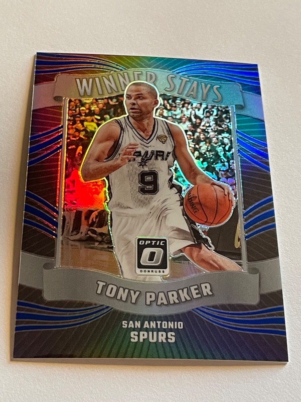 2023 Panini Donruss Optic Winner Stays Tony Parker #15 Blue Prizm /85 Spurs HOF