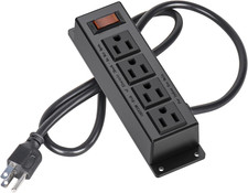 Wall Mount Power Outlet Strip, 4 Outlet Mountable Power Strip with Switch, 3Ft C