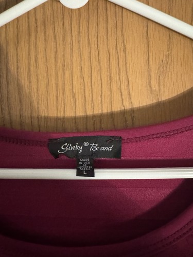 Slinky Brand Ruffle Top Maroon Women’s Size L - Picture 2 of 4
