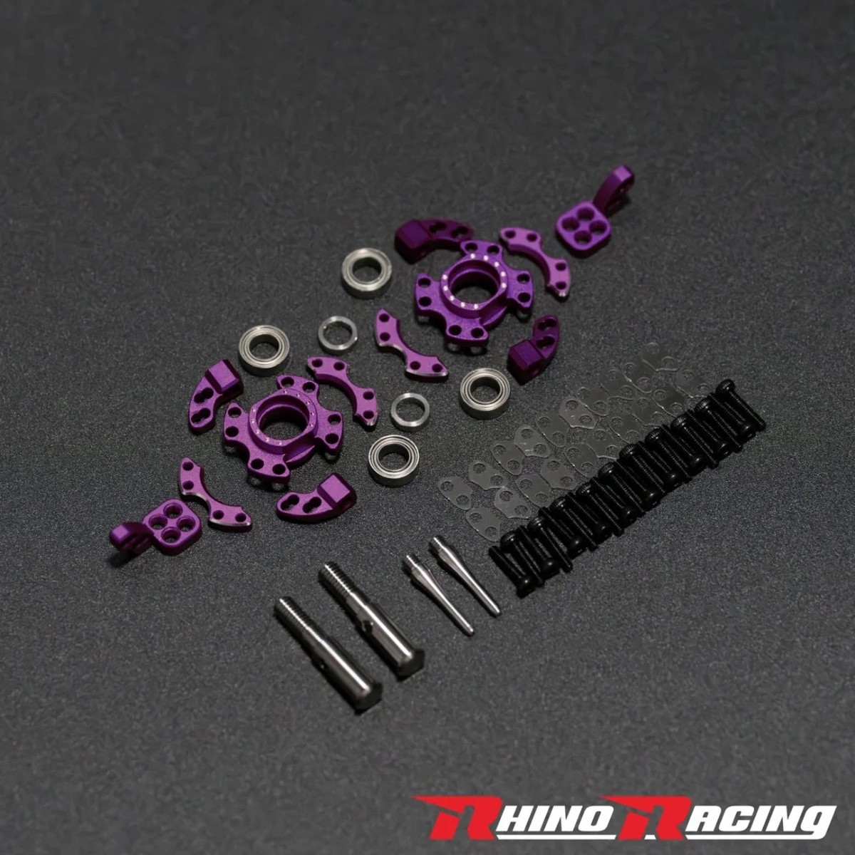 SUPER G Front Steering Aluminum Knuckle Set PURPLE [Rhino Racing