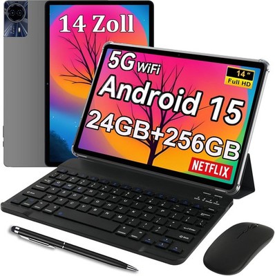 2025 Neueste 14 Zoll Tablet 24GB+256GB Android15 Tablet 2SIM LTE 5G WiFi Pad PC