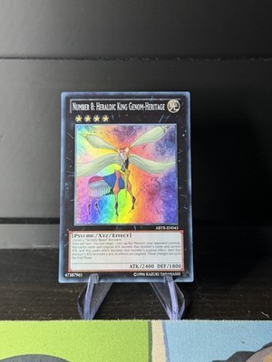 YUGIOH NUMBER 8: HERALDIC KING GENOM-HERITAGE 1ST ED SUPER RARE ABYR-EN045
