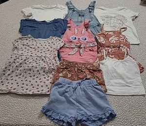 10PC Little Girls 2T Short&sleeveless Shirts Overalls Tank Tops Shorts Clothing